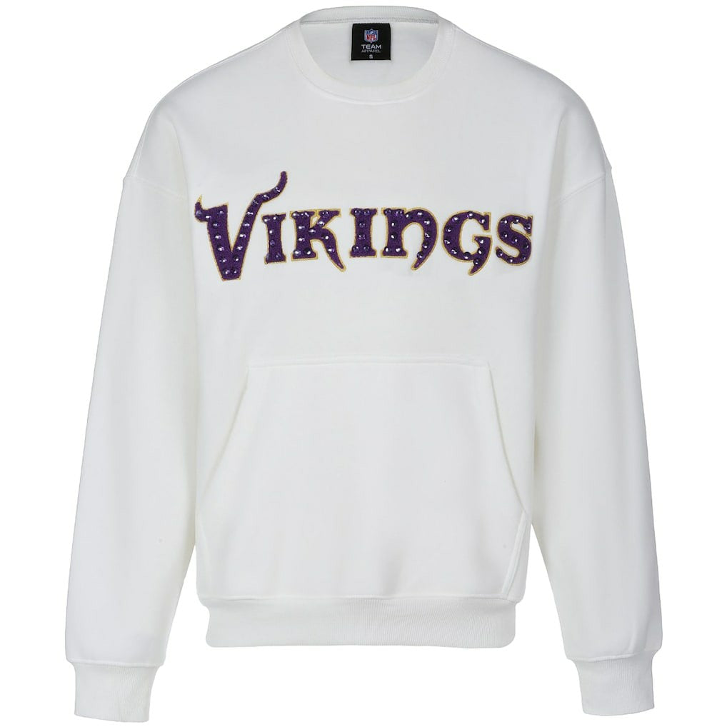 Minnesota Vikings Cuce Women's Chenille Jeweled Sweatshirt - White on sale