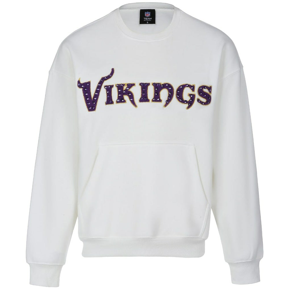 Minnesota Vikings Cuce Women's Chenille Jeweled Sweatshirt - White on sale
