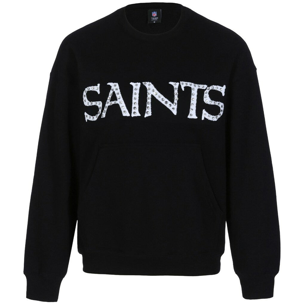 New Orleans Saints Cuce Women's Chenille Jeweled Sweatshirt - Black for sale