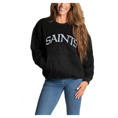 New Orleans Saints Cuce Women's Chenille Jeweled Sweatshirt - Black for sale