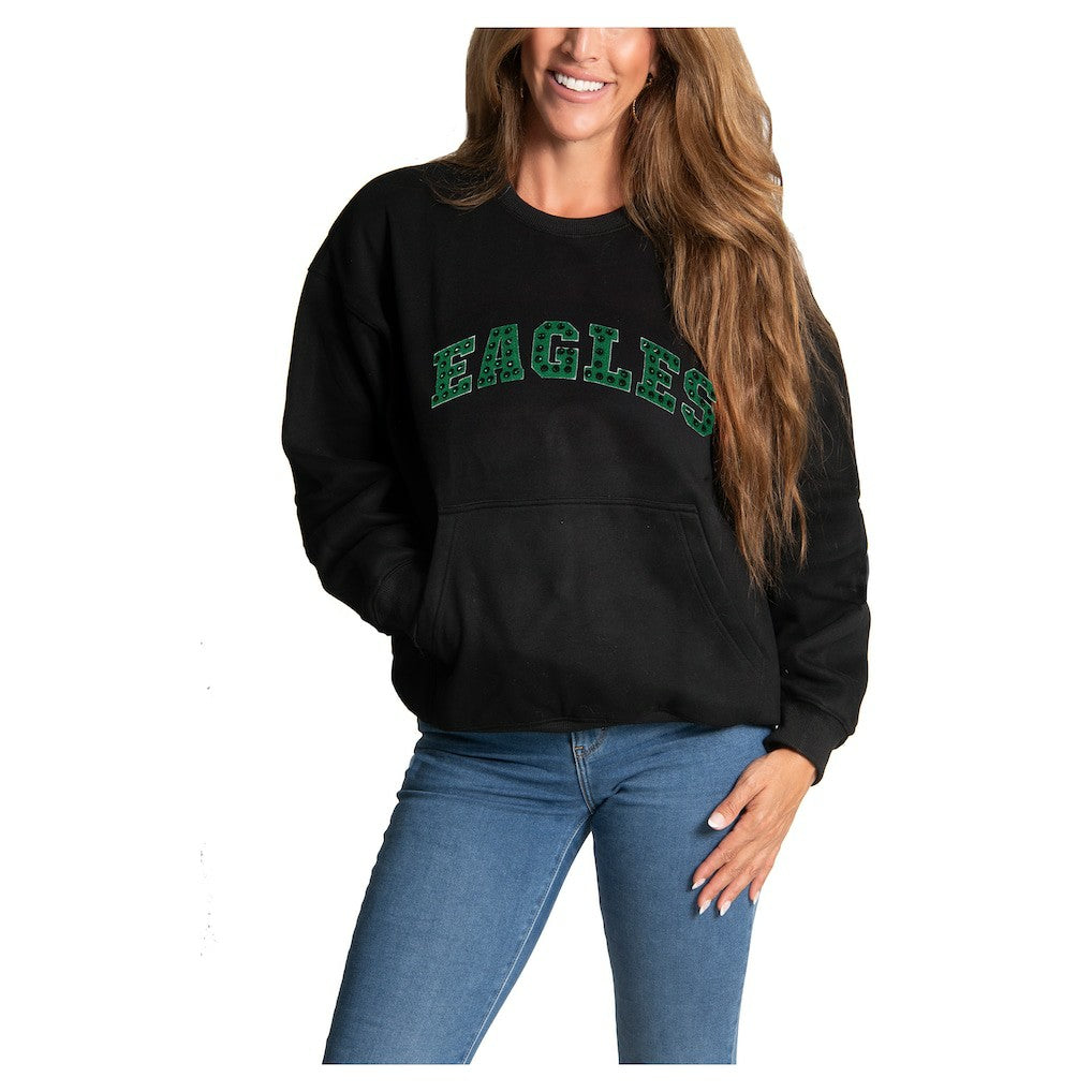 Philadelphia Eagles Cuce Women's Chenille Jeweled Sweatshirt - Black on sale