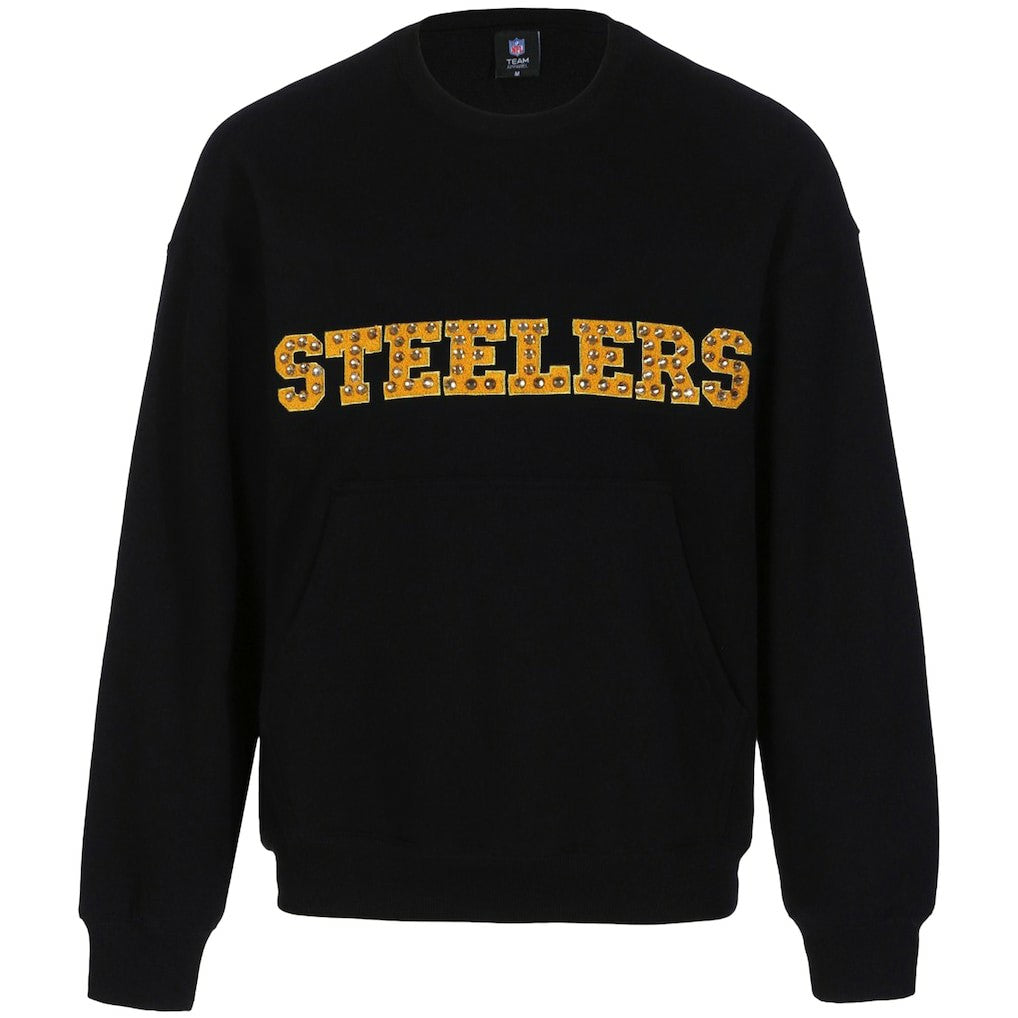 Pittsburgh Steelers Cuce Women's Chenille Jeweled Sweatshirt - Black for sale