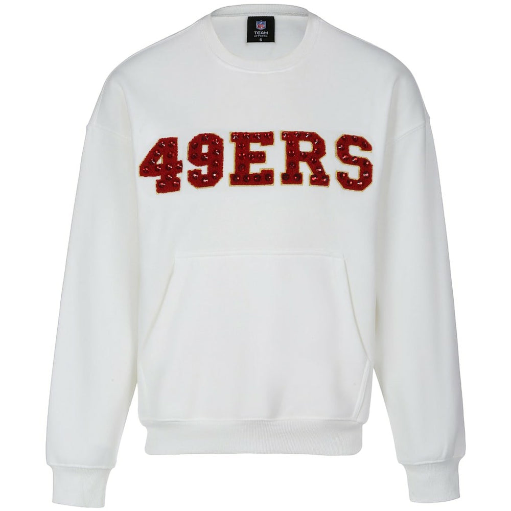 San Francisco 49ers Cuce Women's Chenille Jeweled Sweatshirt - White sale