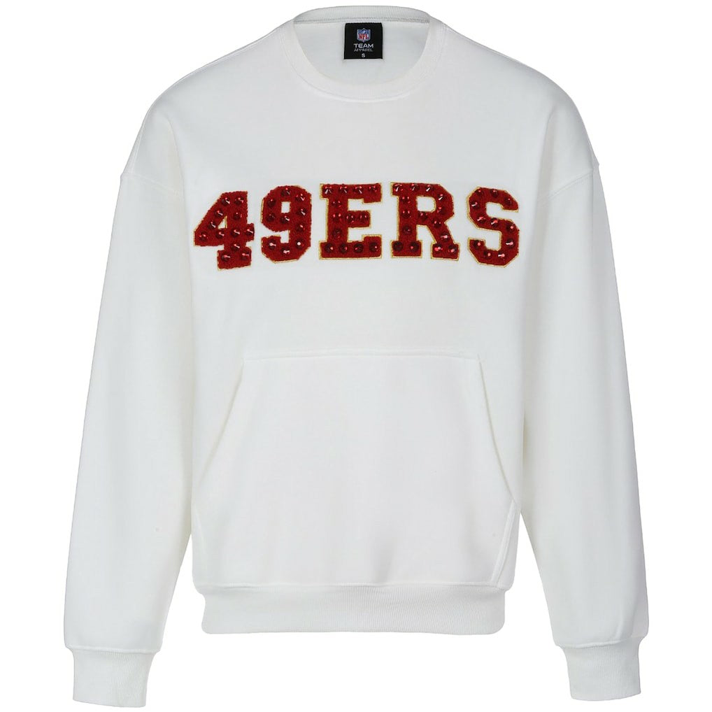 San Francisco 49ers Cuce Women's Chenille Jeweled Sweatshirt - White sale