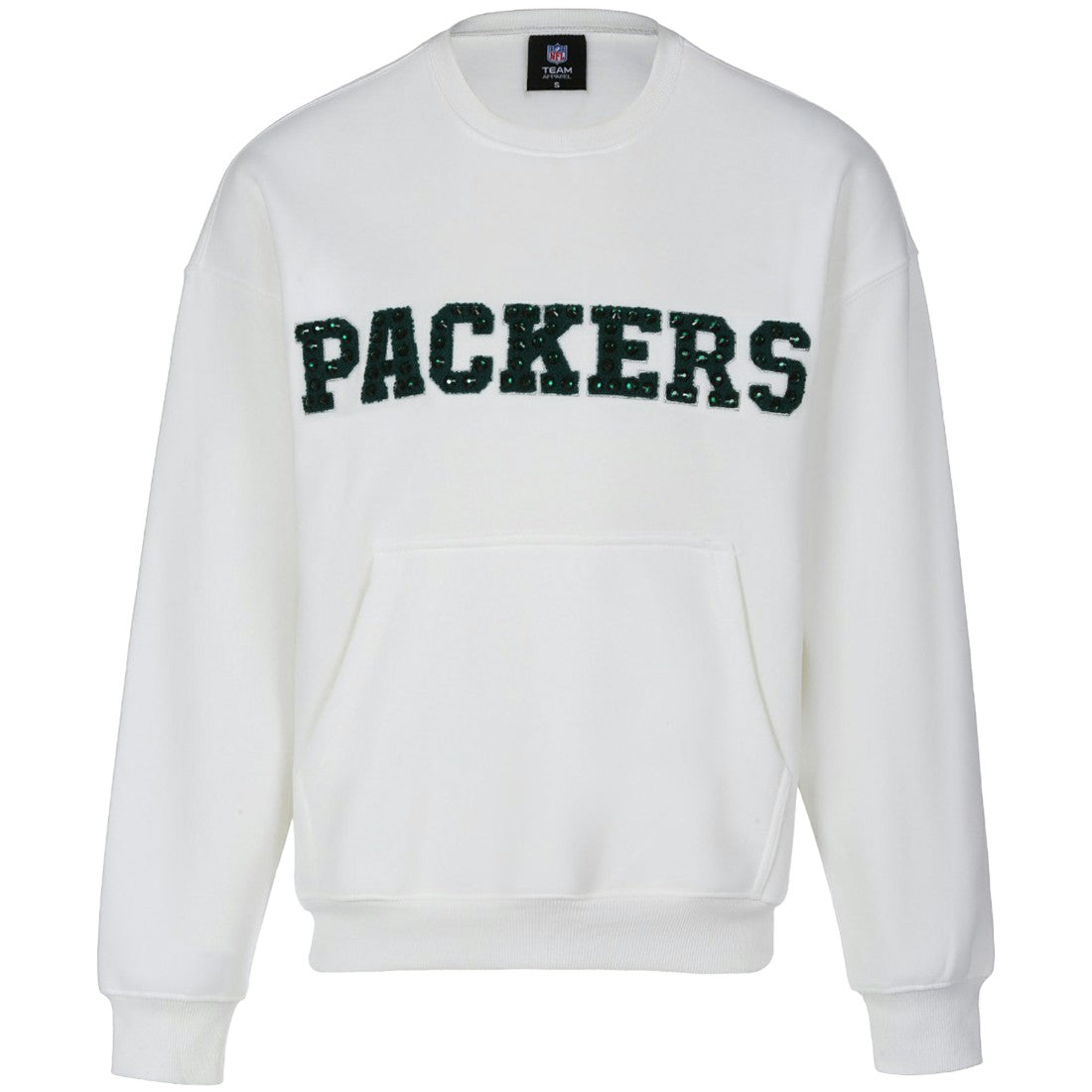 Green Bay Packers Cuce Women's Chenille Jeweled Sweatshirt - White for sale