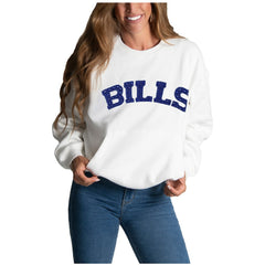 Buffalo Bills Cuce Women's Chenille Jeweled Sweatshirt - White cheap