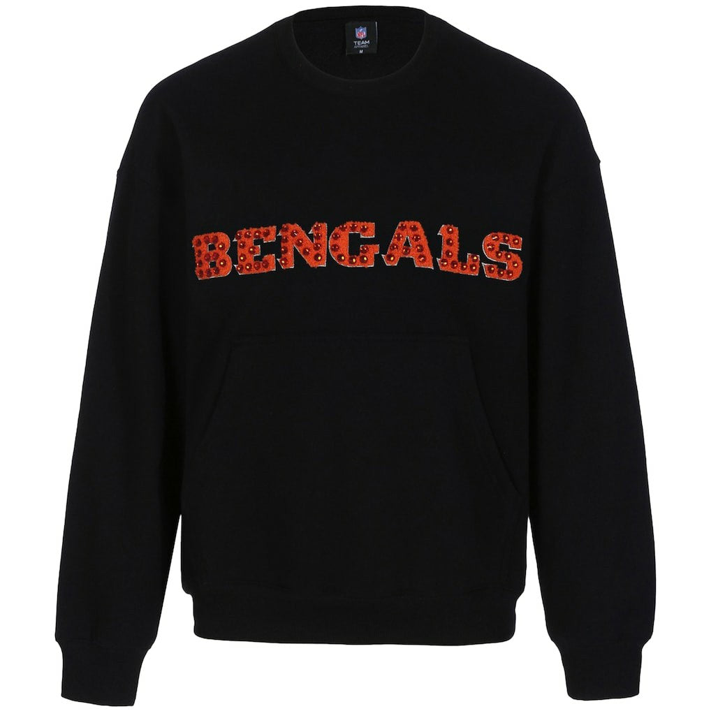Cincinnati Bengals Cuce Women's Chenille Jeweled Sweatshirt - Black on sale