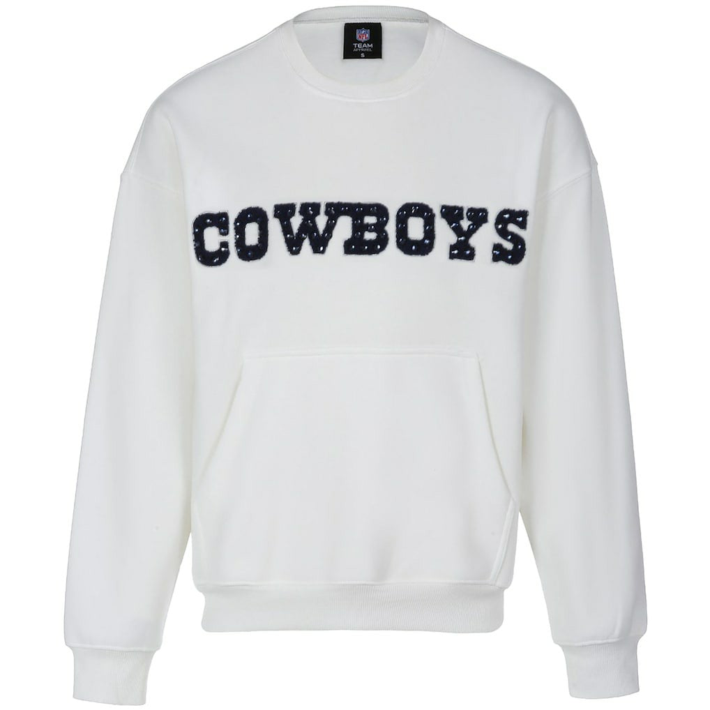 Dallas Cowboys Cuce Women's Chenille Jeweled Sweatshirt - White online