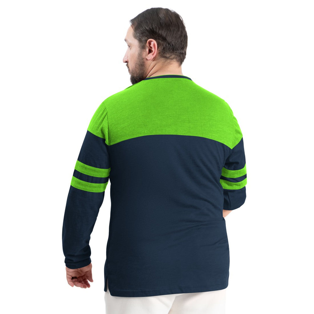 Seattle Seahawks G-III Sports by Carl Banks Adaptive Outlast Long Sleeve T-Shirt - College Navy/Neon Green online