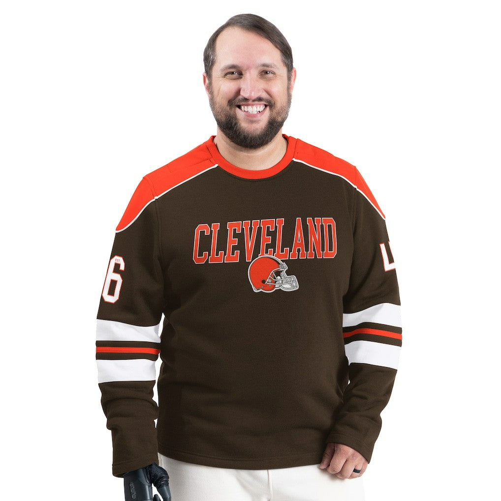 Cleveland Browns G-III Sports by Carl Banks Adaptive Lord Stanley Crewneck Sweatshirt - Brown outlet