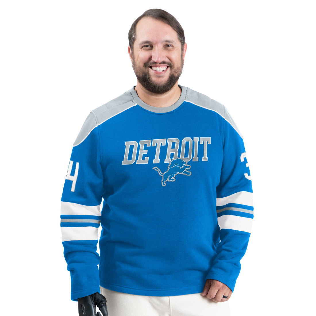 Detroit Lions G-III Sports by Carl Banks Adaptive Lord Stanley Crewneck Sweatshirt - Blue online