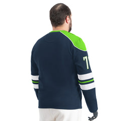 Seattle Seahawks G-III Sports by Carl Banks Adaptive Lord Stanley Crewneck Sweatshirt - College Navy on sale
