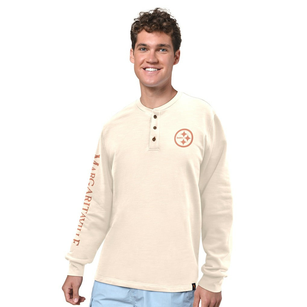 Pittsburgh Steelers Margaritaville Five O'Clock Henley Long Sleeve T-Shirt - Cream online