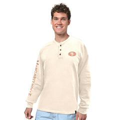San Francisco 49ers Margaritaville Five O'Clock Henley Long Sleeve T-Shirt - Cream for sale