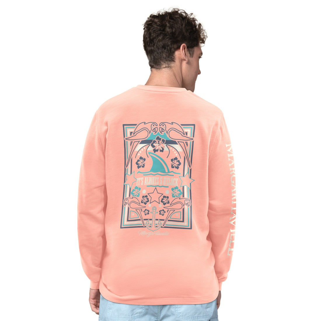 Tampa Bay Buccaneers Margaritaville Five O'Clock Henley Long Sleeve T-Shirt - Coral cheap