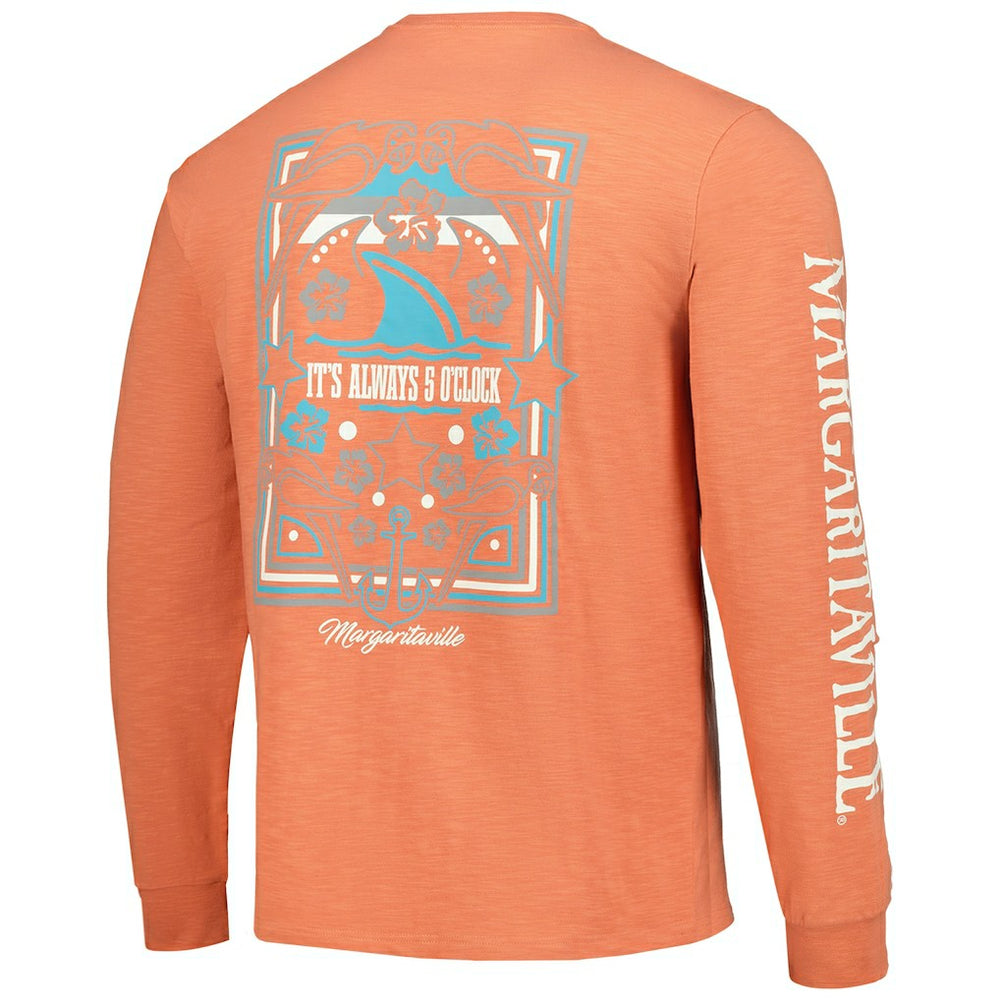 Cleveland Browns Margaritaville Five O'Clock Henley Long Sleeve T-Shirt - Coral discount