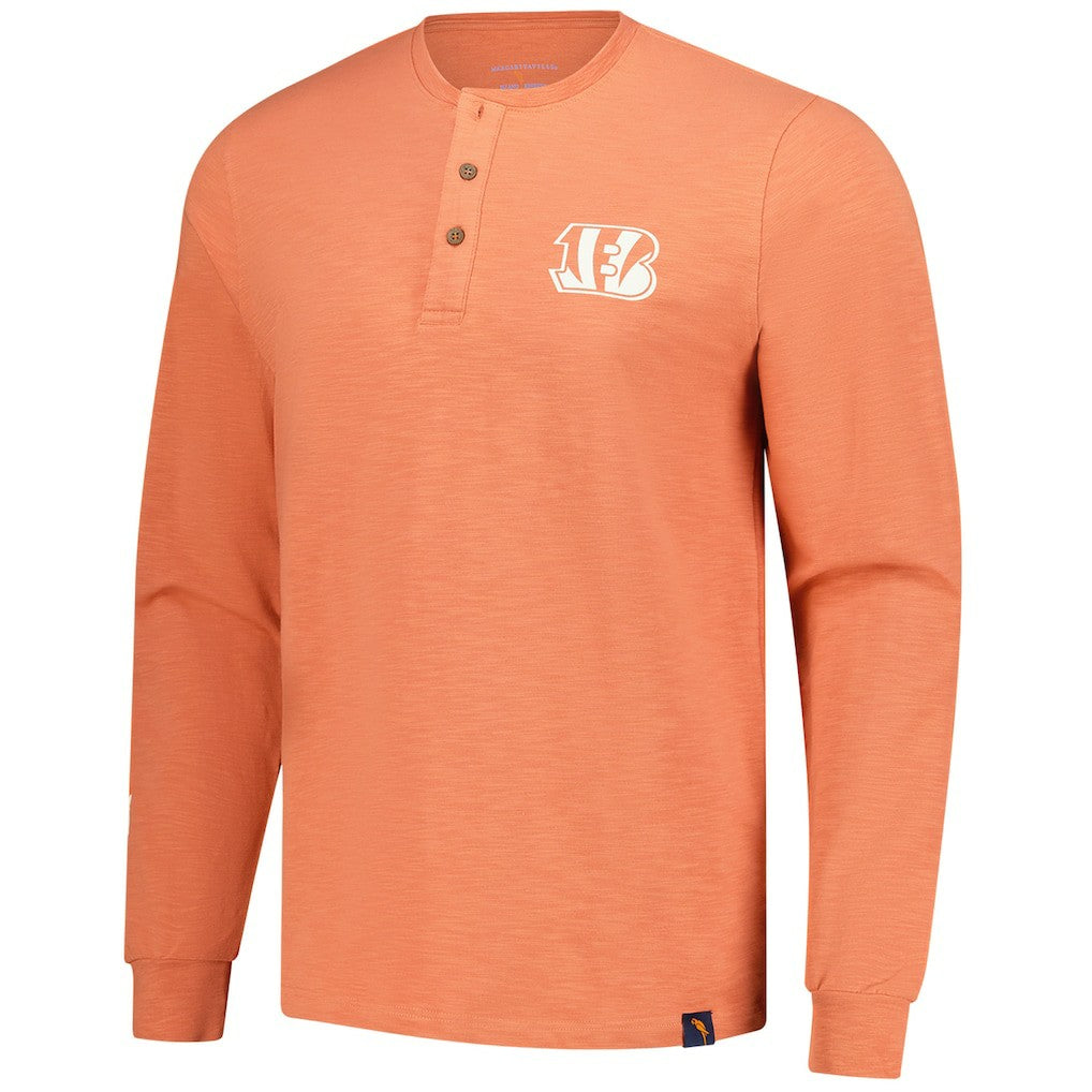 Cincinnati Bengals Margaritaville Five O'Clock Henley Long Sleeve T-Shirt - Coral on sale