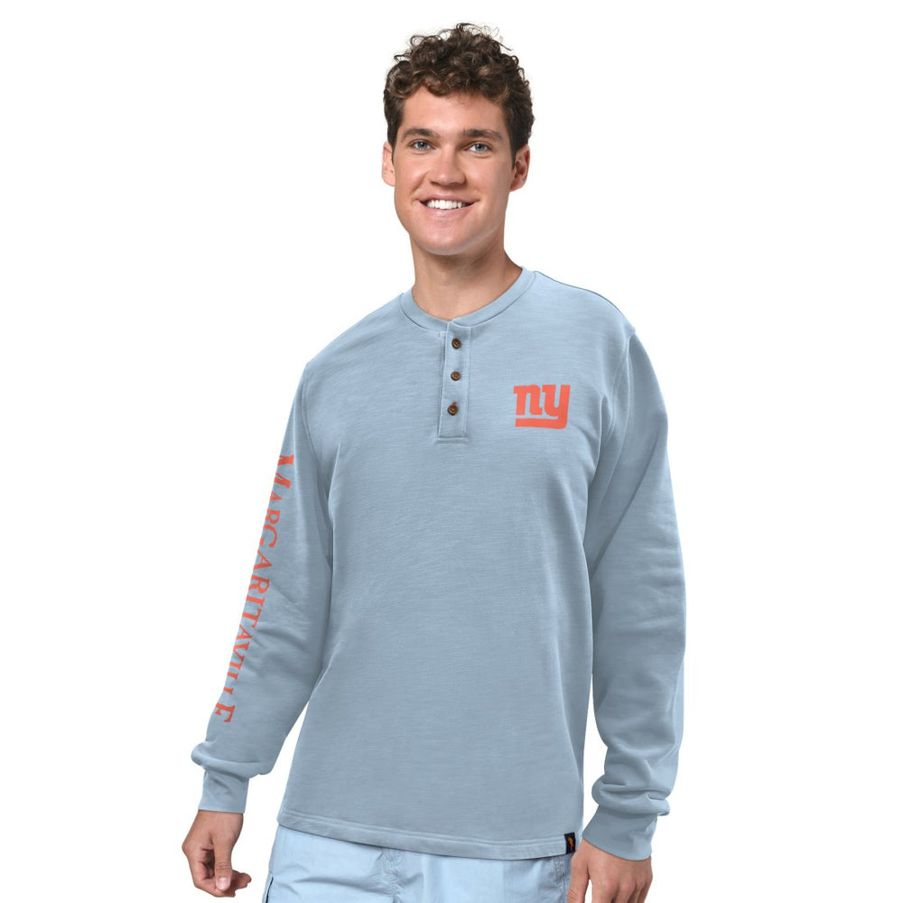 New York Giants Margaritaville Five O'Clock Henley Long Sleeve T-Shirt - Light Blue outlet