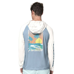 Los Angeles Chargers Margaritaville Sand, Sea, Sunsets Long-Sleeve Rashguard Hoodie Pullover -Light Blue/Cream cheap