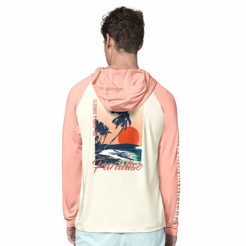 Tampa Bay Buccaneers Margaritaville Sand, Sea, Sunsets Long-Sleeve Rashguard Hoodie Pullover -Cream/Amber sale