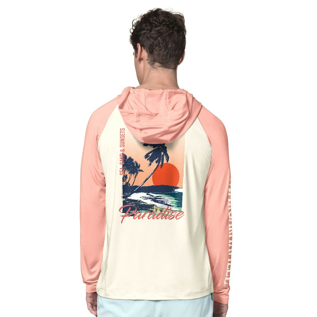 Cincinnati Bengals Margaritaville Sand, Sea, Sunsets Long-Sleeve Rashguard Hoodie Pullover -Cream/Amber online