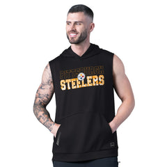 Pittsburgh Steelers MSX by Michael Strahan Tri-Blend Rebound Sleeveless Hoodie - Black discount