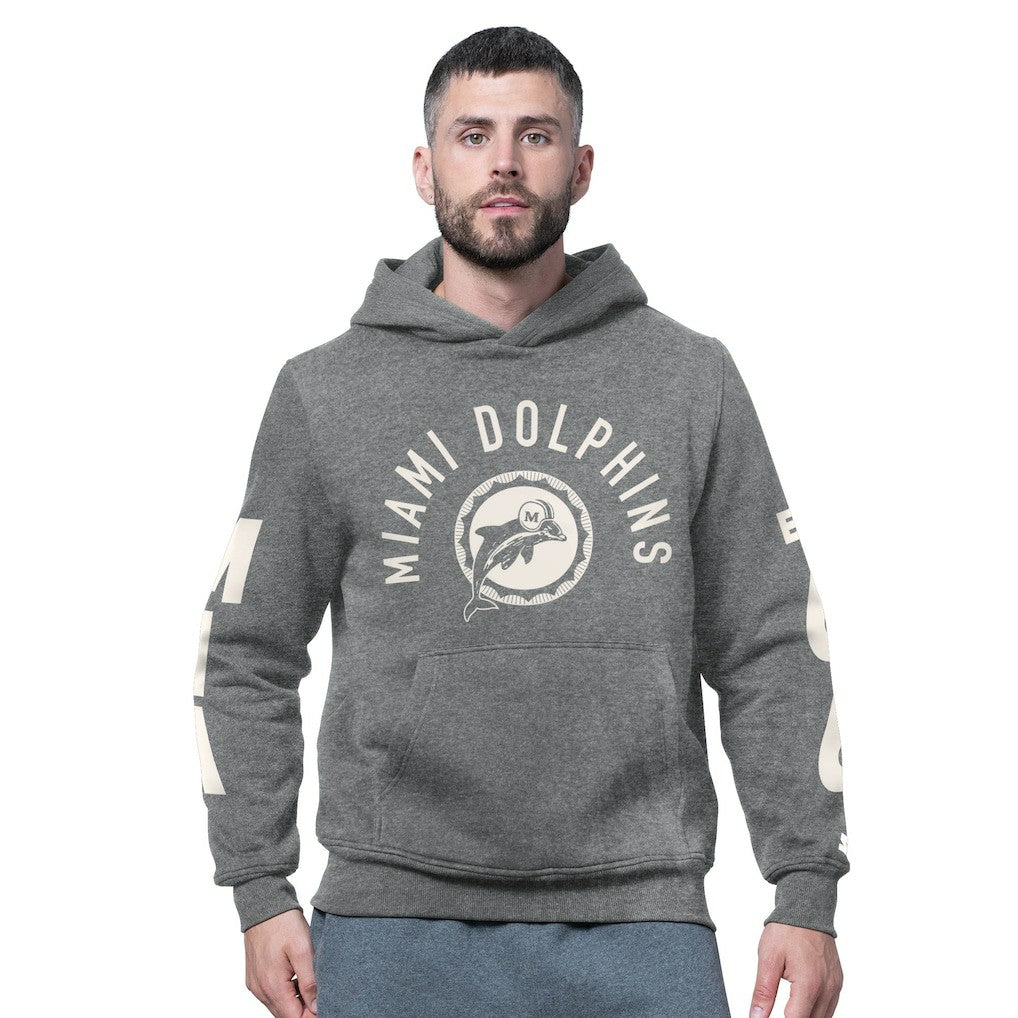 Miami Dolphins Starter Handoff Vintage Logo Fleece Hoodie Sweatshirt - Charcoal for sale