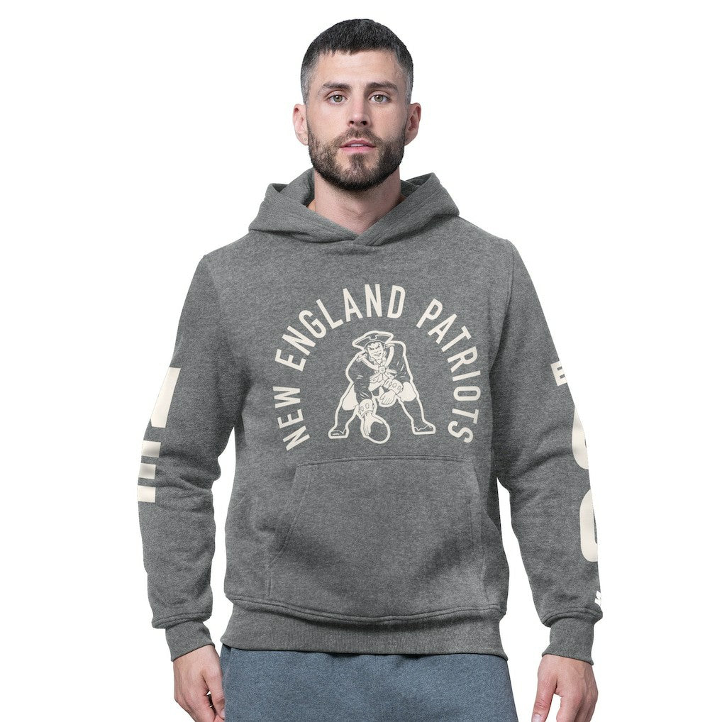 New England Patriots Starter Handoff Vintage Logo Fleece Hoodie Sweatshirt - Charcoal for sale