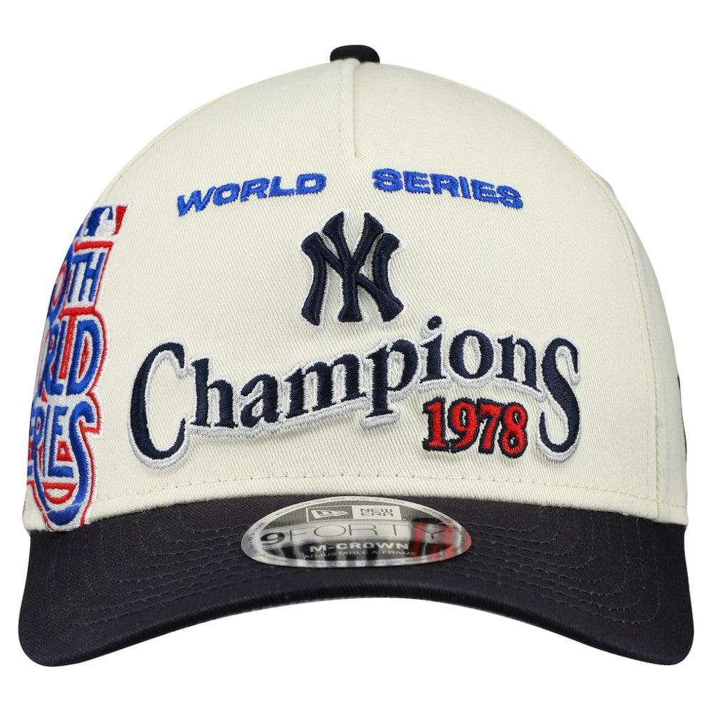 New York Yankees World Series 9FORTY M-Crown A-Frame Adjustable Hat - Cream/Navy | New Era