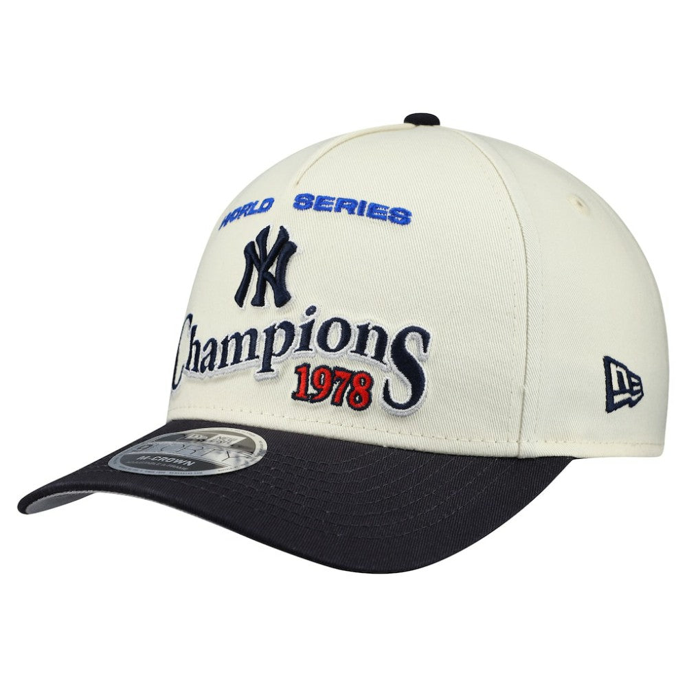 New York Yankees World Series 9FORTY M-Crown A-Frame Adjustable Hat - Cream/Navy | New Era