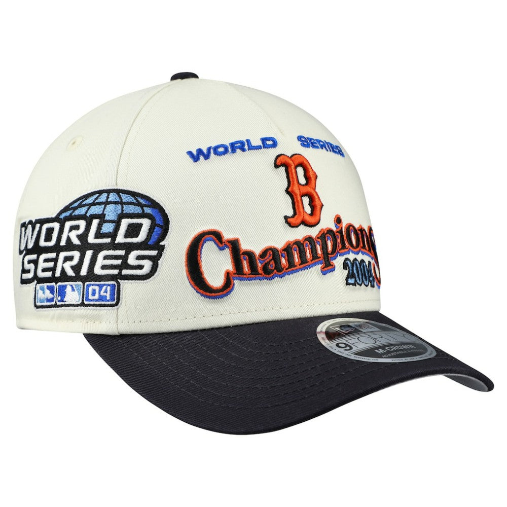 Boston Red Sox World Series 9FORTY M-Crown A-Frame Adjustable Hat - Cream/Navy | New Era
