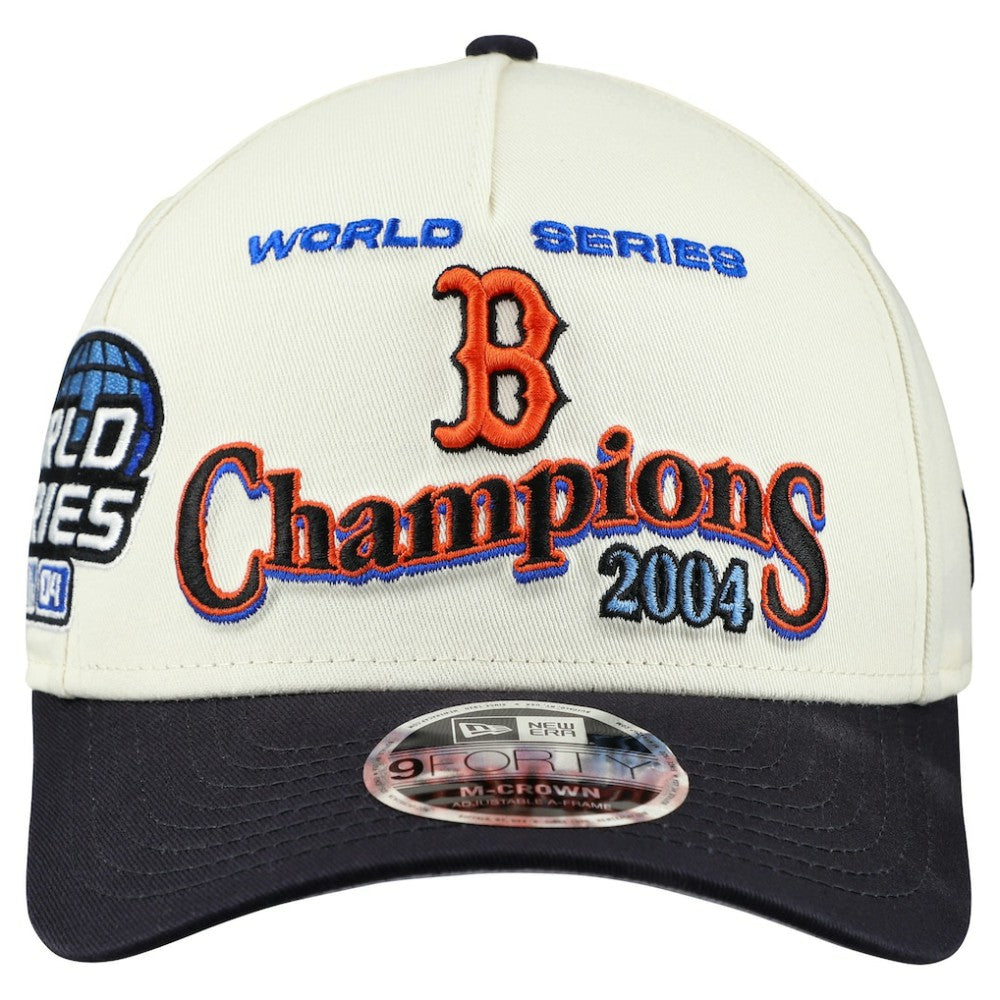 Boston Red Sox World Series 9FORTY M-Crown A-Frame Adjustable Hat - Cream/Navy | New Era