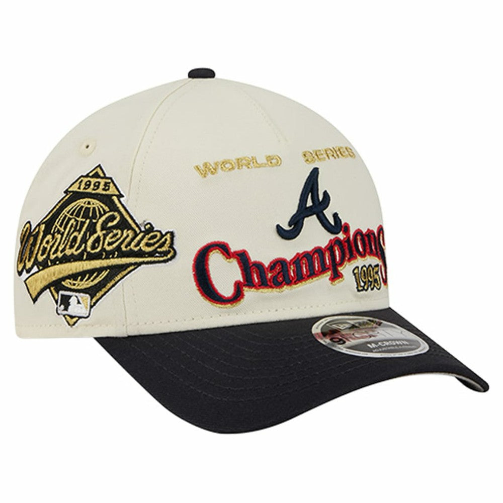 Atlanta Braves World Series 9FORTY M-Crown Adjustable Hat - Cream/Navy | New Era