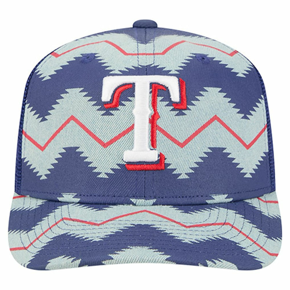 Texas Rangers Aztec Denim 9SEVENTY Adjustable Hat - Denim/Royal | New Era