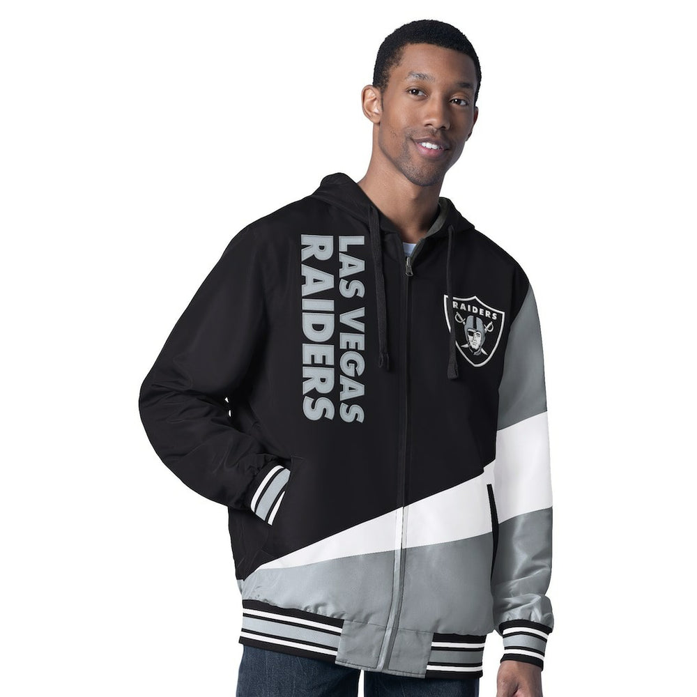 Las Vegas Raiders G-III Sports by Carl Banks Dual Threat Reversable Full-Zip Hooded Jacket - Black/Charcoal cheap