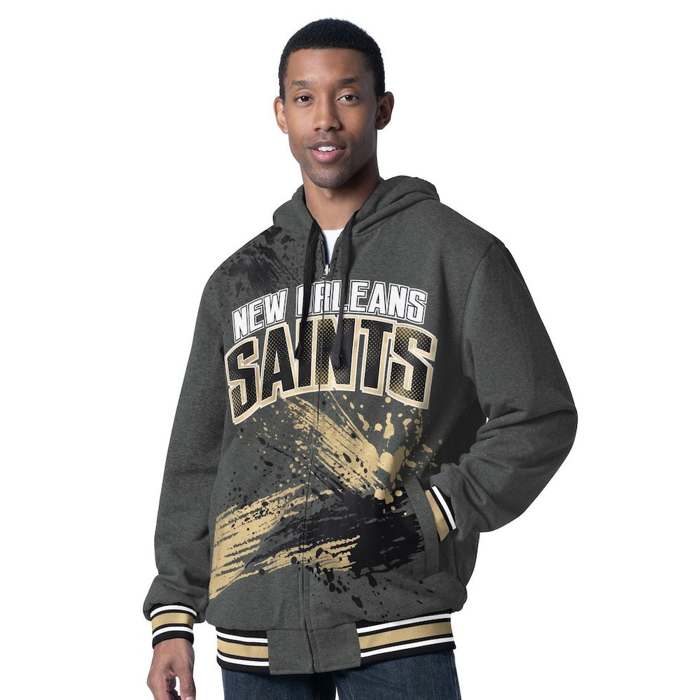New Orleans Saints G-III Sports by Carl Banks Dual Threat Reversable Full-Zip Hooded Jacket - Black/Charcoal sale