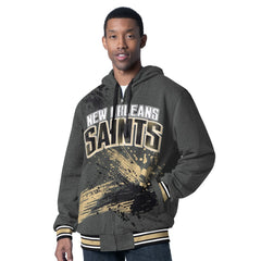 New Orleans Saints G-III Sports by Carl Banks Dual Threat Reversable Full-Zip Hooded Jacket - Black/Charcoal sale