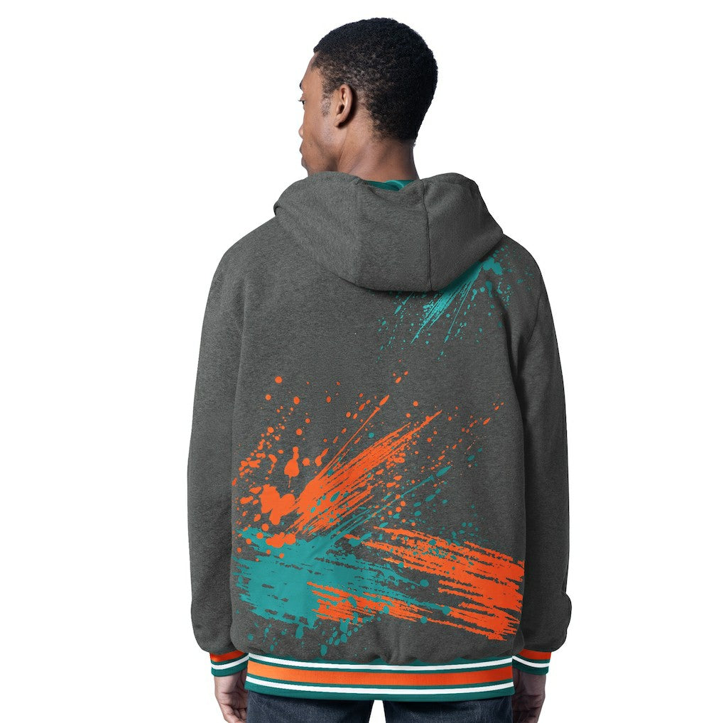 Miami Dolphins G-III Sports by Carl Banks Dual Threat Reversable Full-Zip Hooded Jacket - Aqua/Charcoal on sale