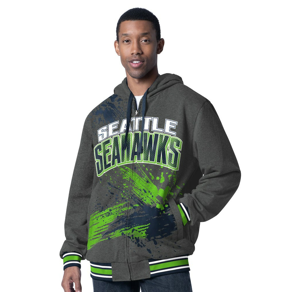 Seattle Seahawks G-III Sports by Carl Banks Dual Threat Reversable Full-Zip Hooded Jacket - College Navy/Charcoal on sale