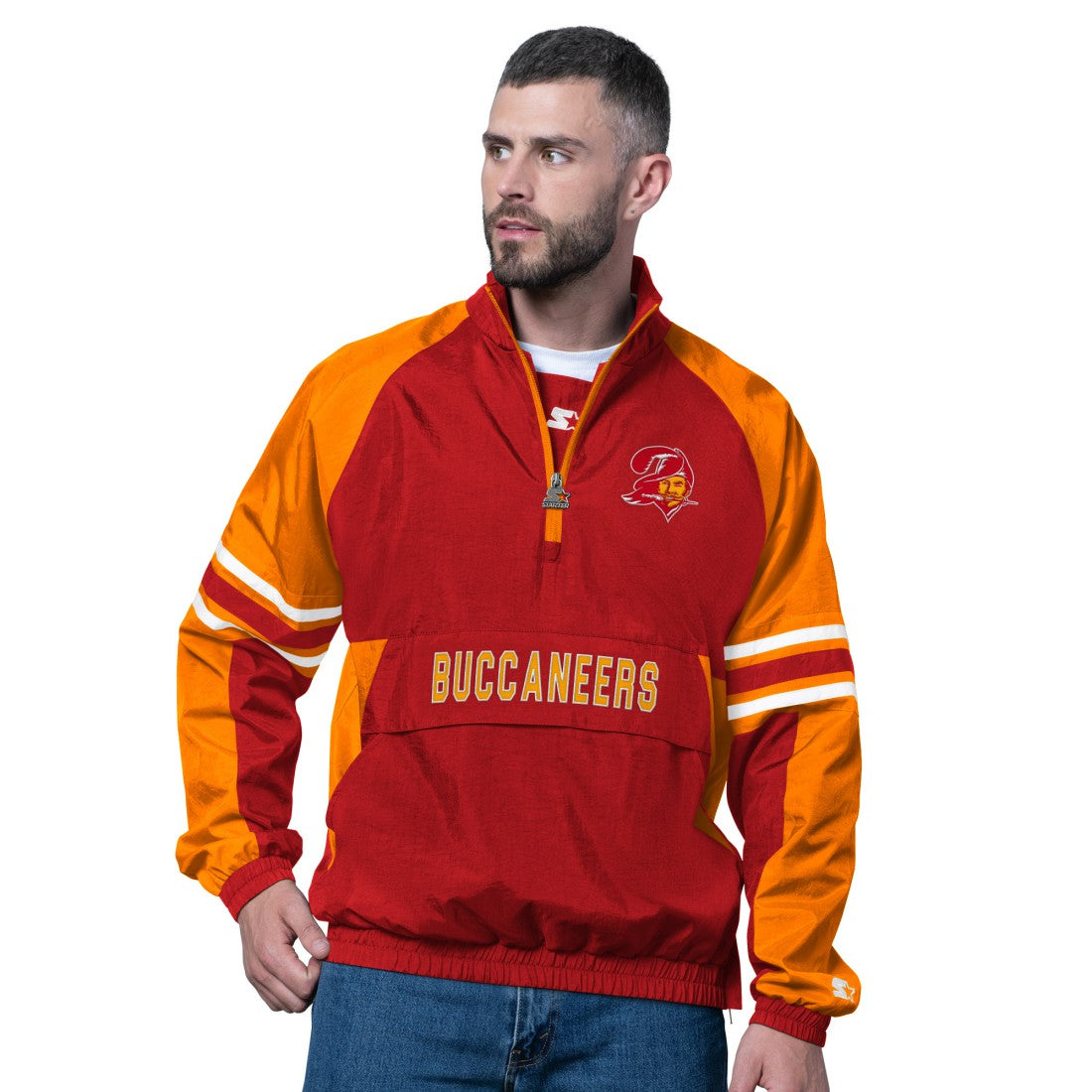 Tampa Bay Buccaneers Starter Vintage Logo Prospect Half-Zip Pullover - Red for sale