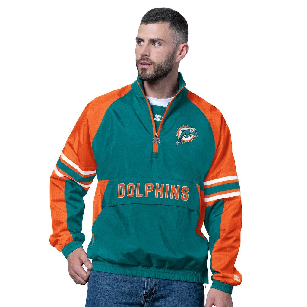 Miami Dolphins Starter Vintage Logo Prospect Half-Zip Pullover - Aqua on sale