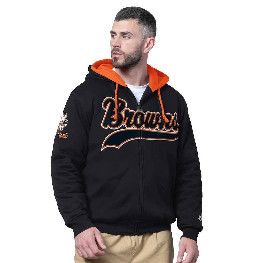 Cleveland Browns Starter Big Shot Throwback Full-Zip Double Hooded Jacket - Black outlet