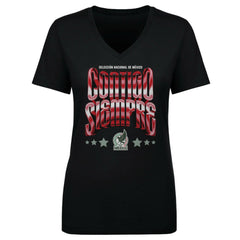 Mexico National Team 500 Level Women's Contigo Siempre Vintage V-Neck T-Shirt - Black for sale