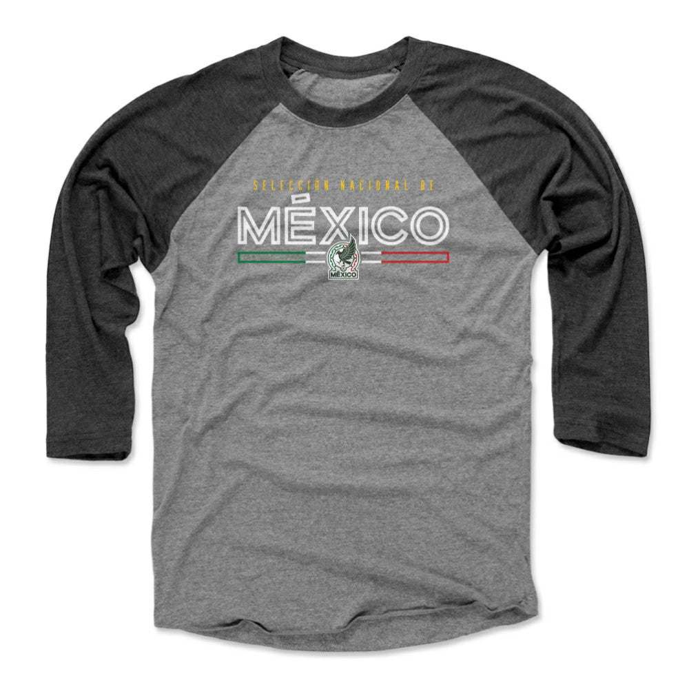 Mexico National Team 500 Level Inline 3/4-Sleeve Tri-Blend Baseball T-Shirt - Black/Heather Gray for sale