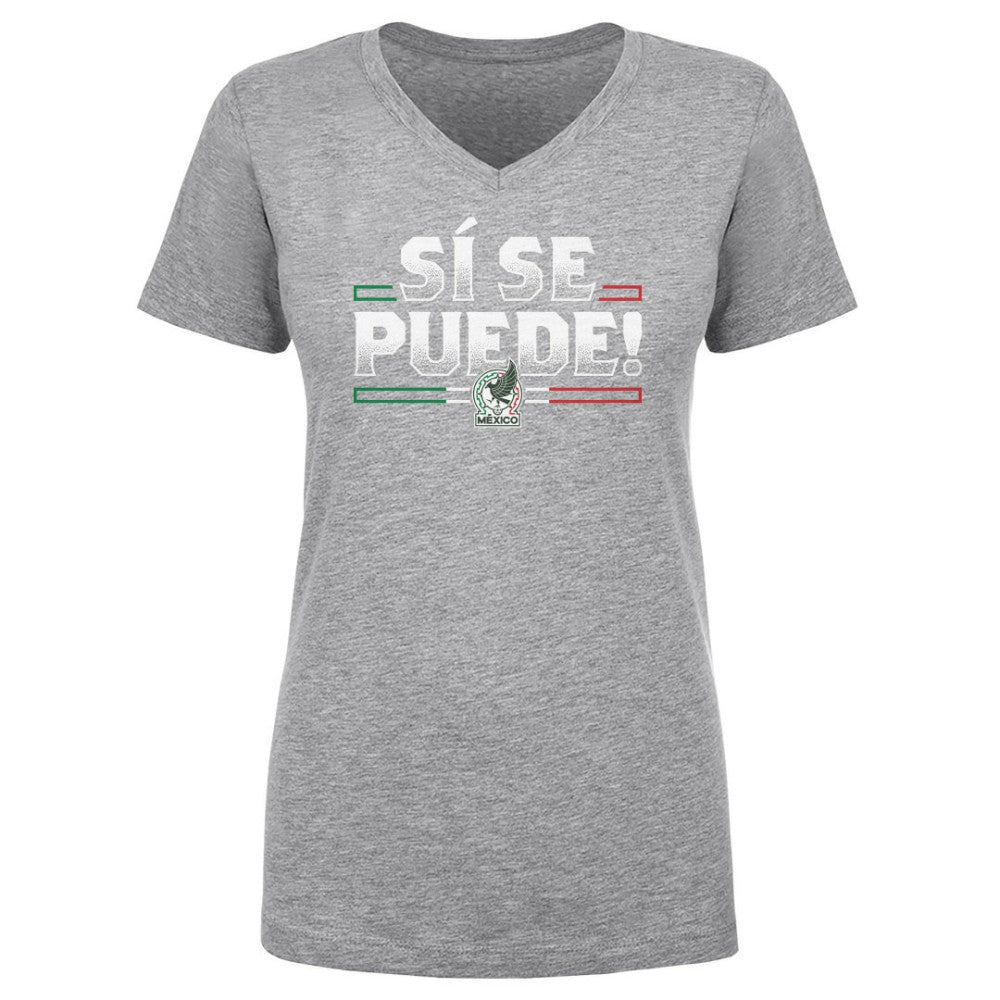Mexico National Team 500 Level Women's Si Se Puede V-Neck T-Shirt - Heather Gray online