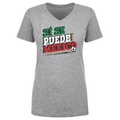 Mexico National Team 500 Level Women's Si Se Puede V-Neck T-Shirt - Heather Gray shop