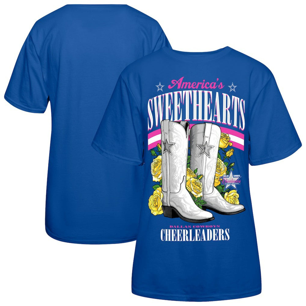 Dallas Cowboys Cheerleaders Women's Sweetheart Boots T-Shirt - Royal outlet