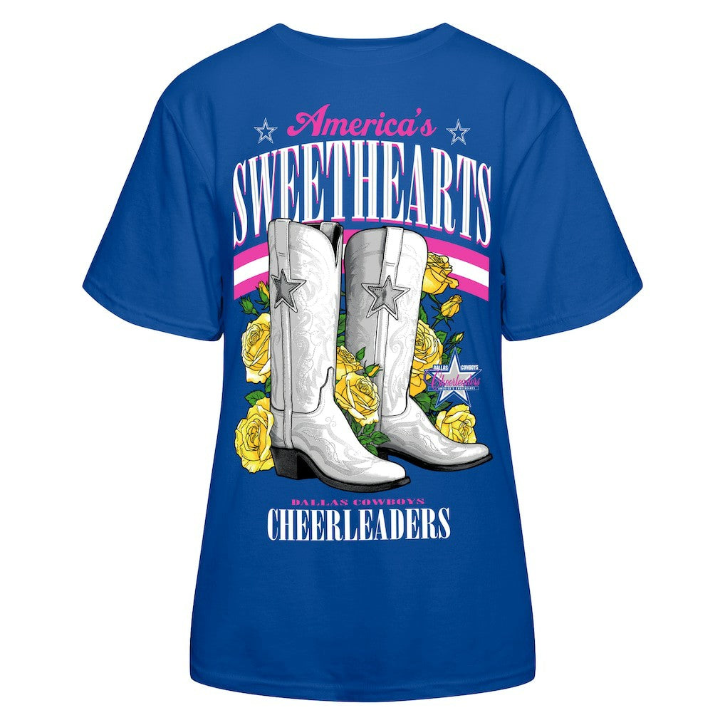 Dallas Cowboys Cheerleaders Women's Sweetheart Boots T-Shirt - Royal outlet