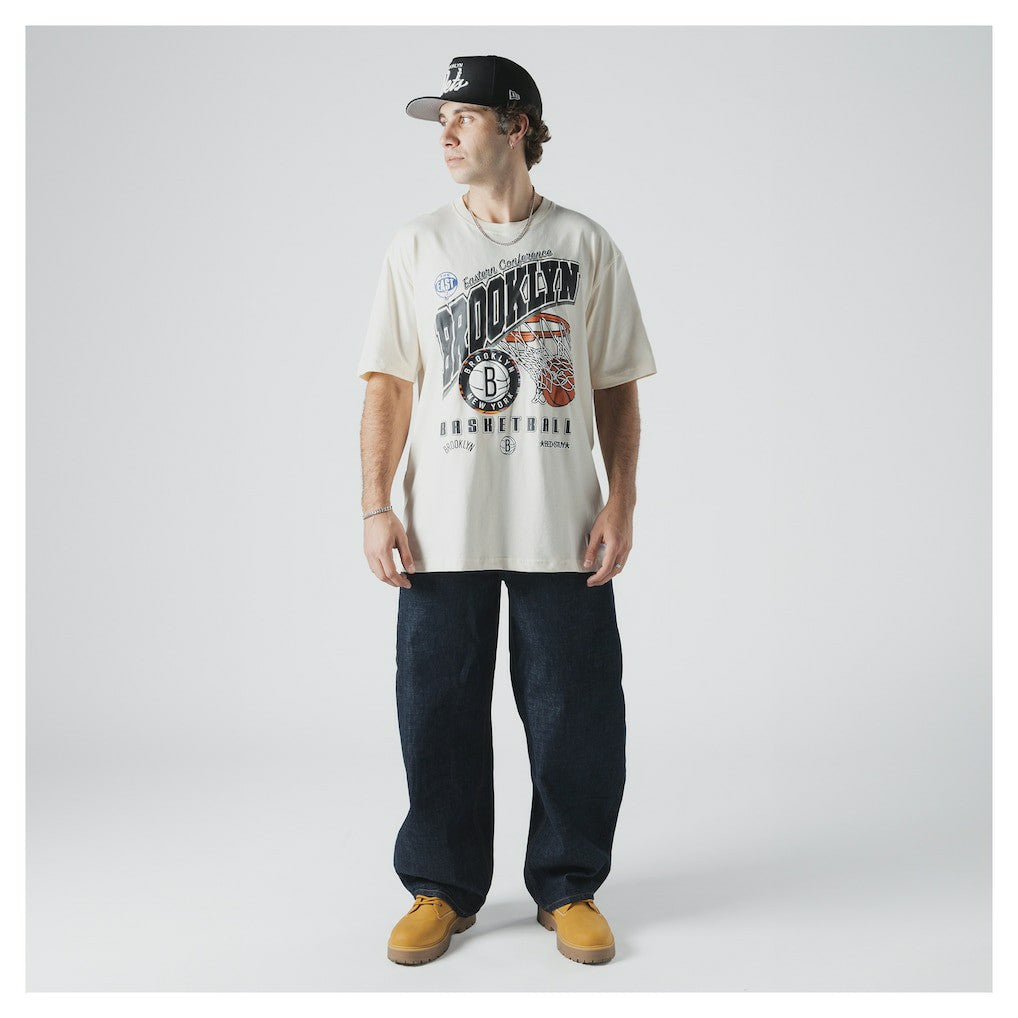 Brooklyn Nets Oversized City Edition Remix Vintage T-Shirt - Cream | New Era cheap