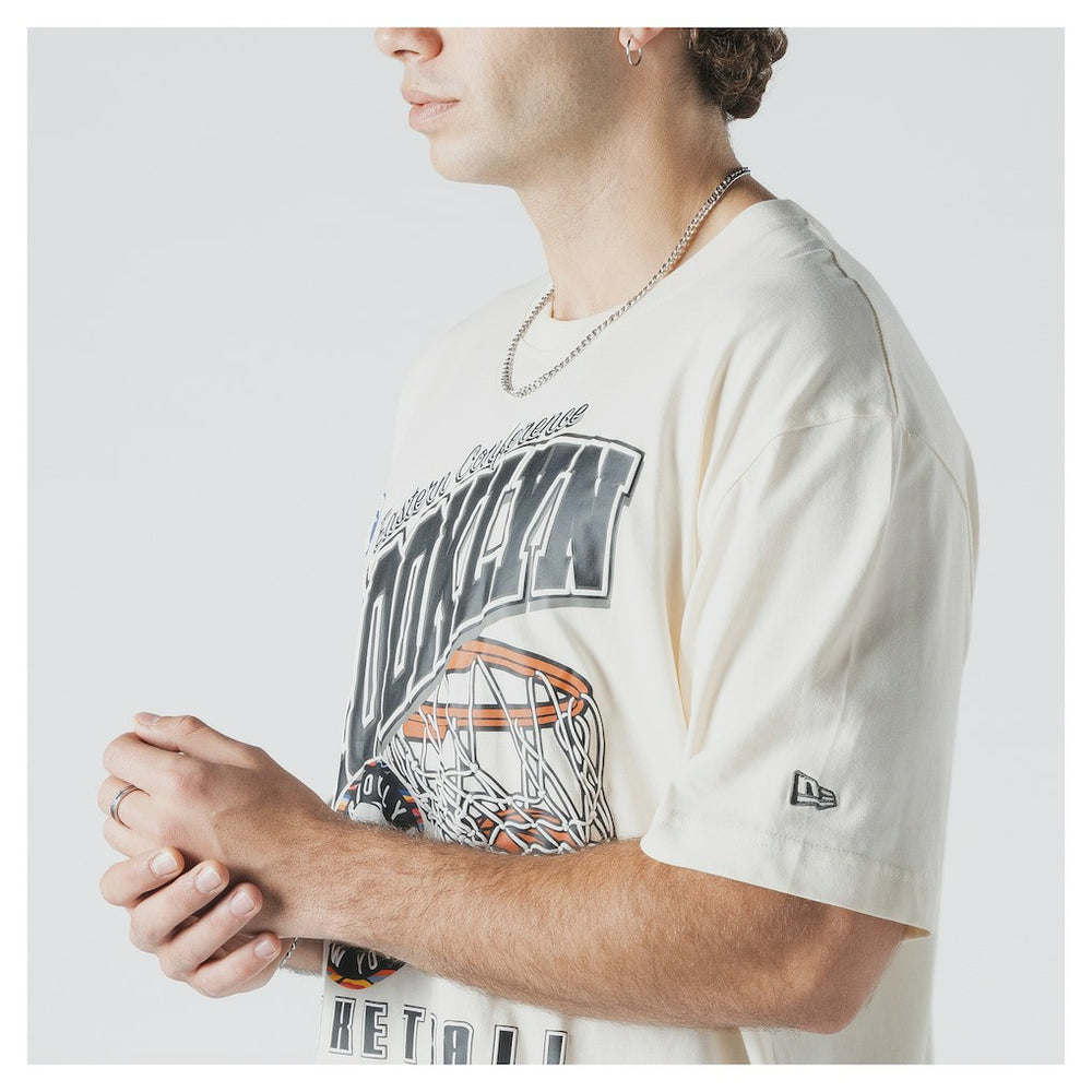 Brooklyn Nets Oversized City Edition Remix Vintage T-Shirt - Cream | New Era cheap